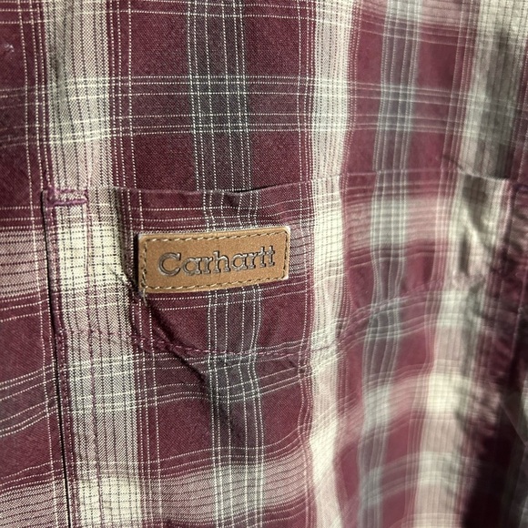Carhartt Men's Plaid Cotton Long Sleeve Shirt Size XX-Large Brown Burgundy - Picture 3 of 12